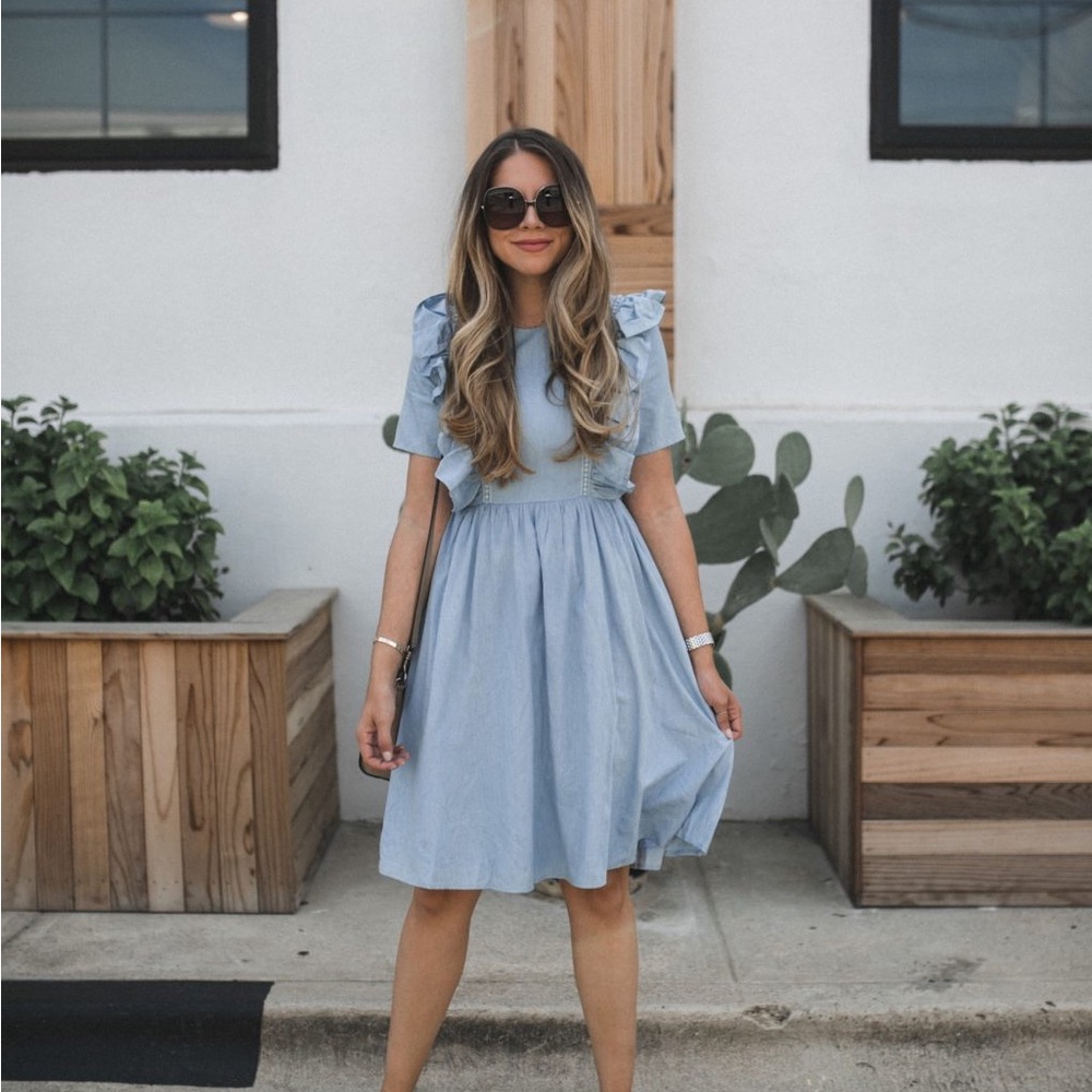 Rachel Parcell Chambray Boho Ruffle Dress